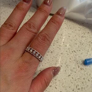 Crystal Eternity Band Ring in Silver